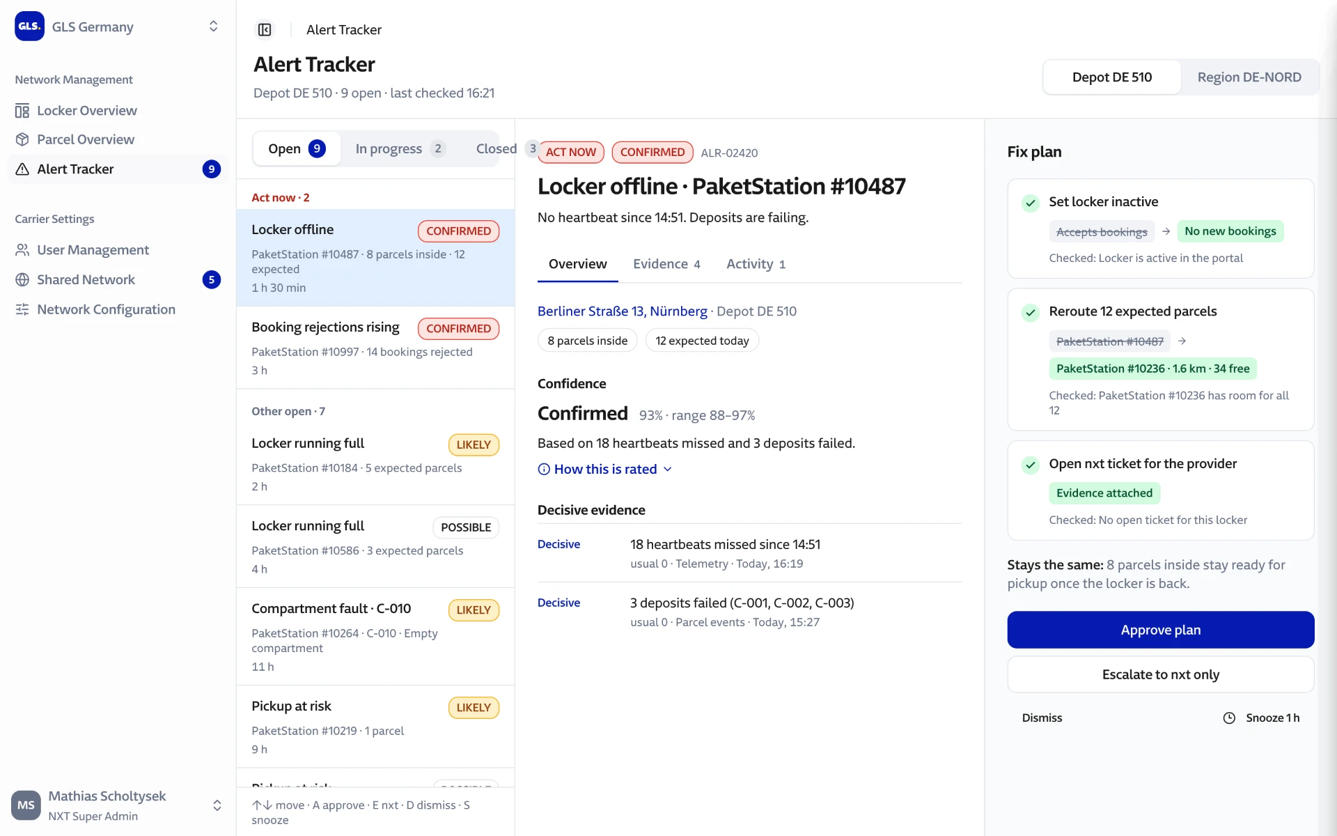 First draft of the Alert Tracker with badges, confidence levels, and strikethrough diffs.